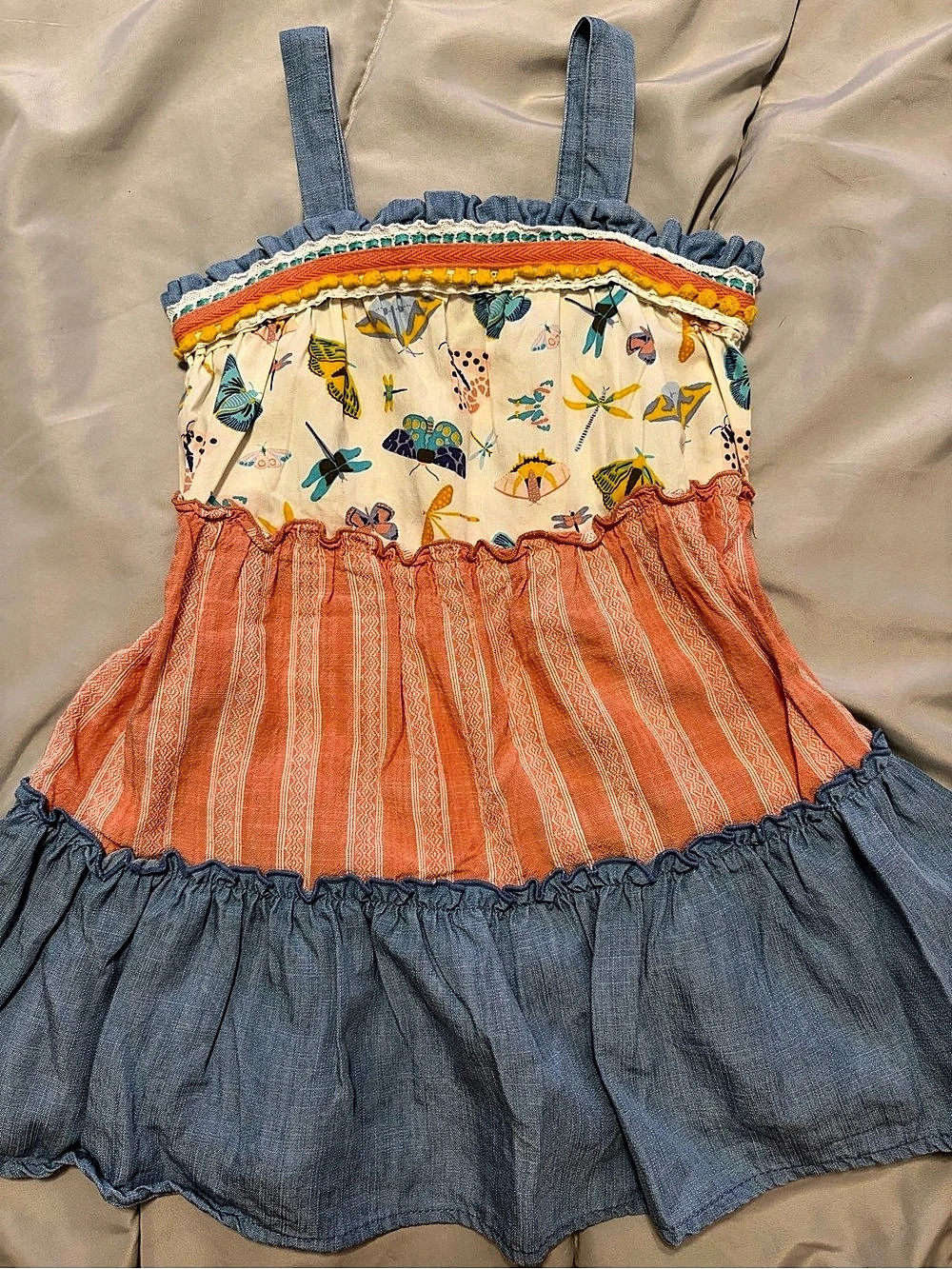 Matilda Jane Girls 3T Blue & Orange Floral Dress